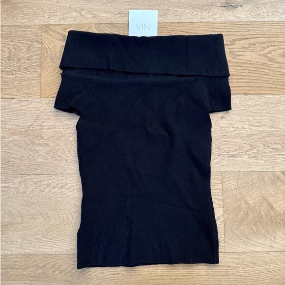 NIA - Anne Marie Off Shoulder Sweater in Black - Picture 3 of 4